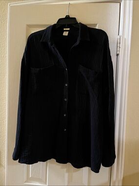 Magaschoni Black Gauze Oversized Shirt-Small(Fits Closer To A Medium)